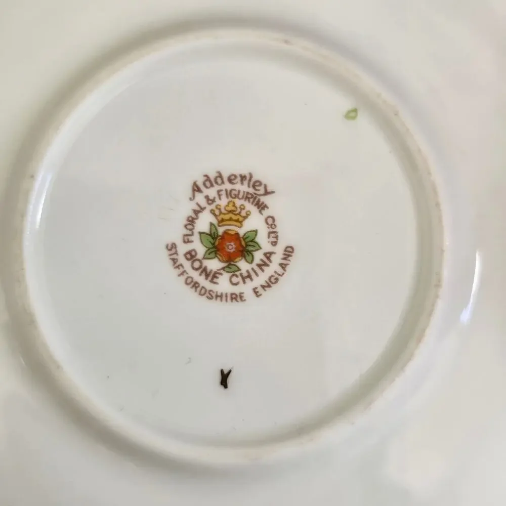 Vintage Adderley Bone China Tea Cup and Saucer Lavender Chrysanthemum Cottage